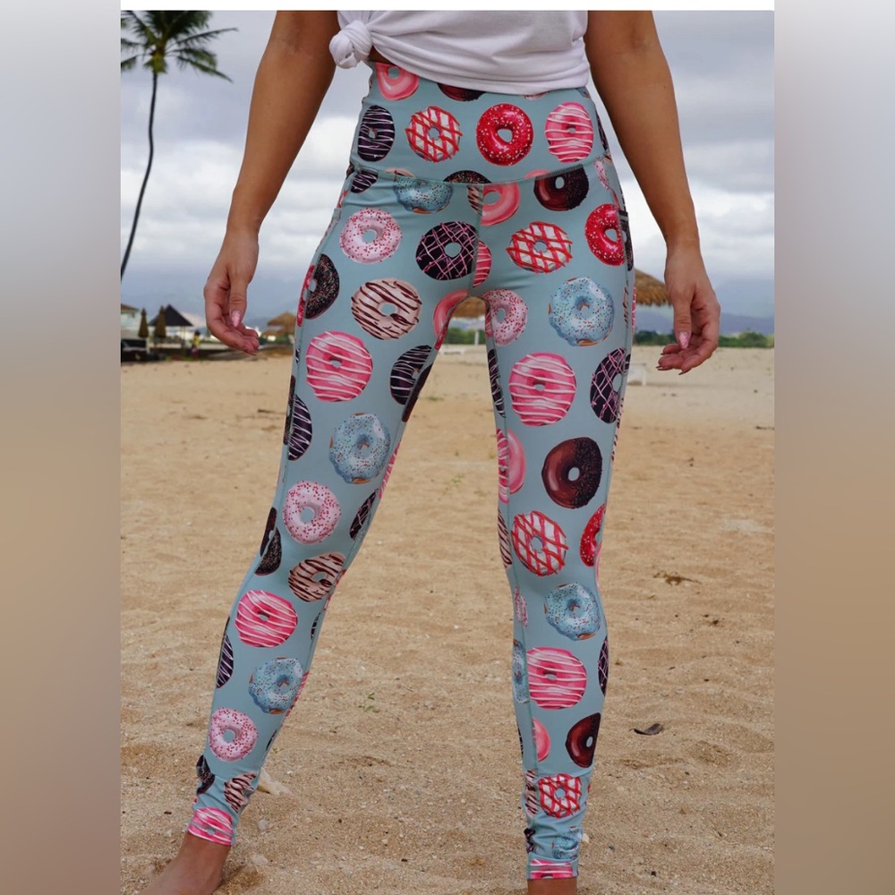 Muscles and Donuts Dusty Blue High Rise Leggings w/Pockets | Size XL